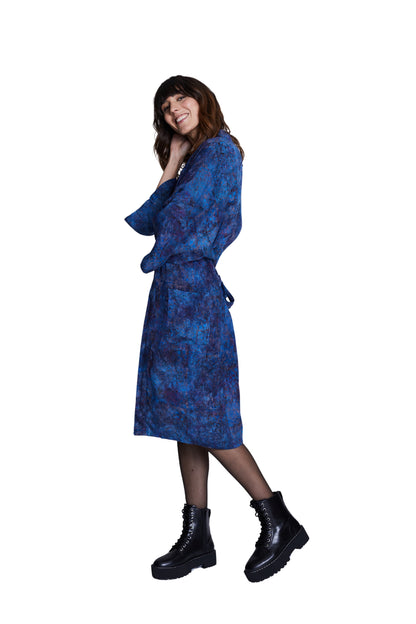 Long Midnight-Blue handmade Kimono