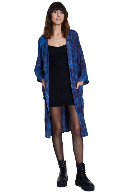 Long Midnight-Blue handmade Kimono