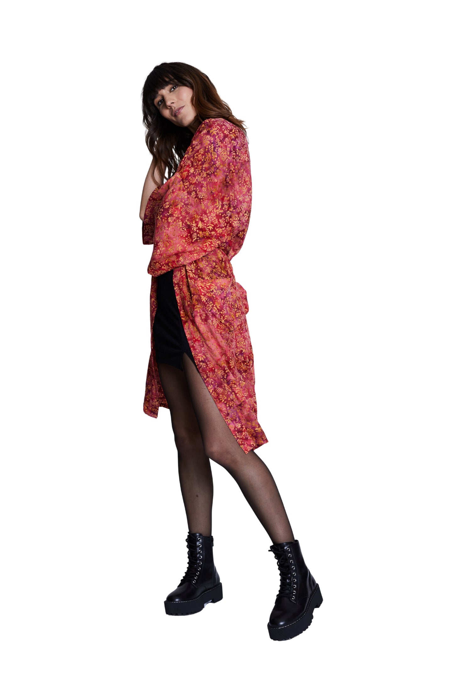 Long Red-Gold handmade Kimono