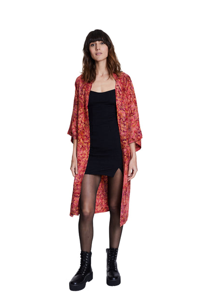 Long Red-Gold handmade Kimono