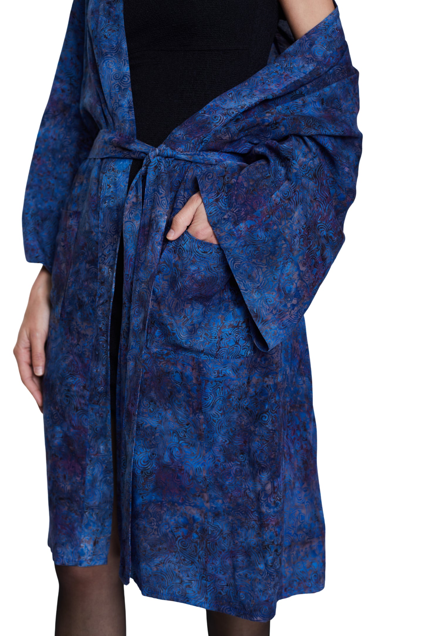Long Midnight-Blue handmade Kimono