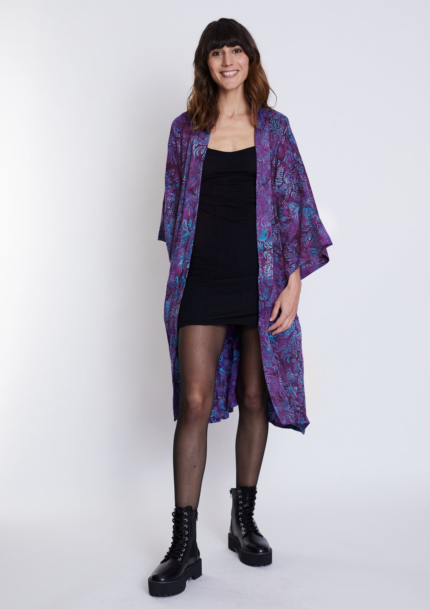 Long Purple-Blue handmade Kimono