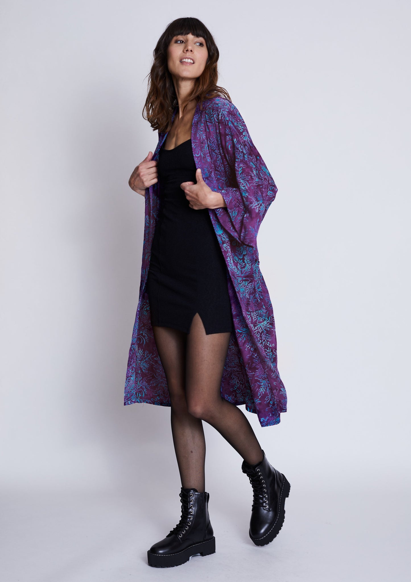 Long Purple-Blue handmade Kimono