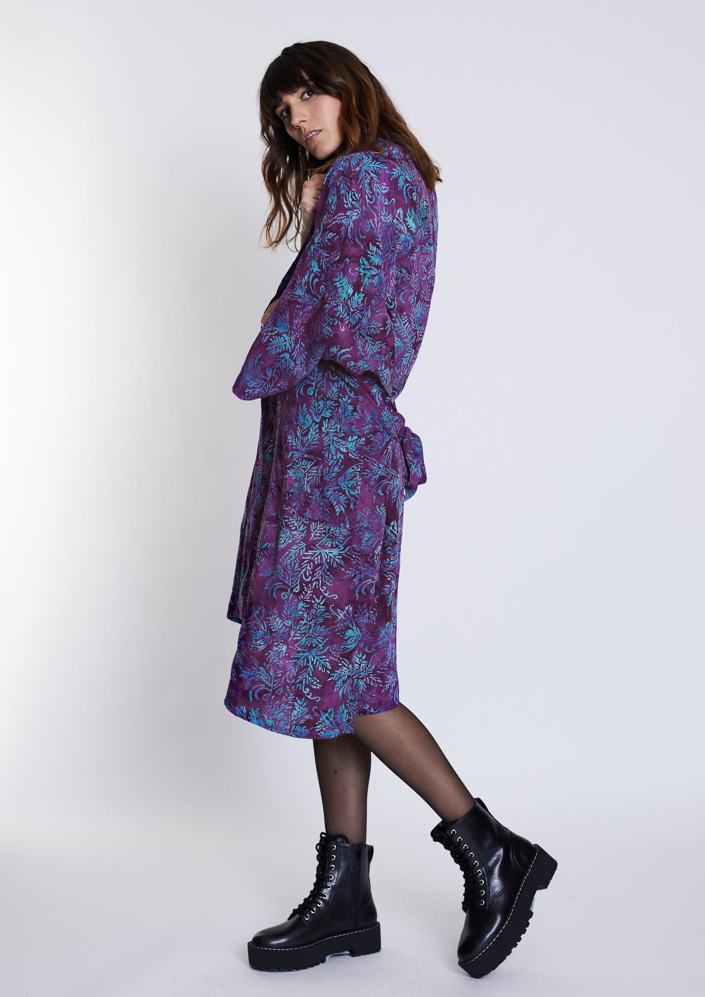 Langer Purple-Blue handmade Kimono