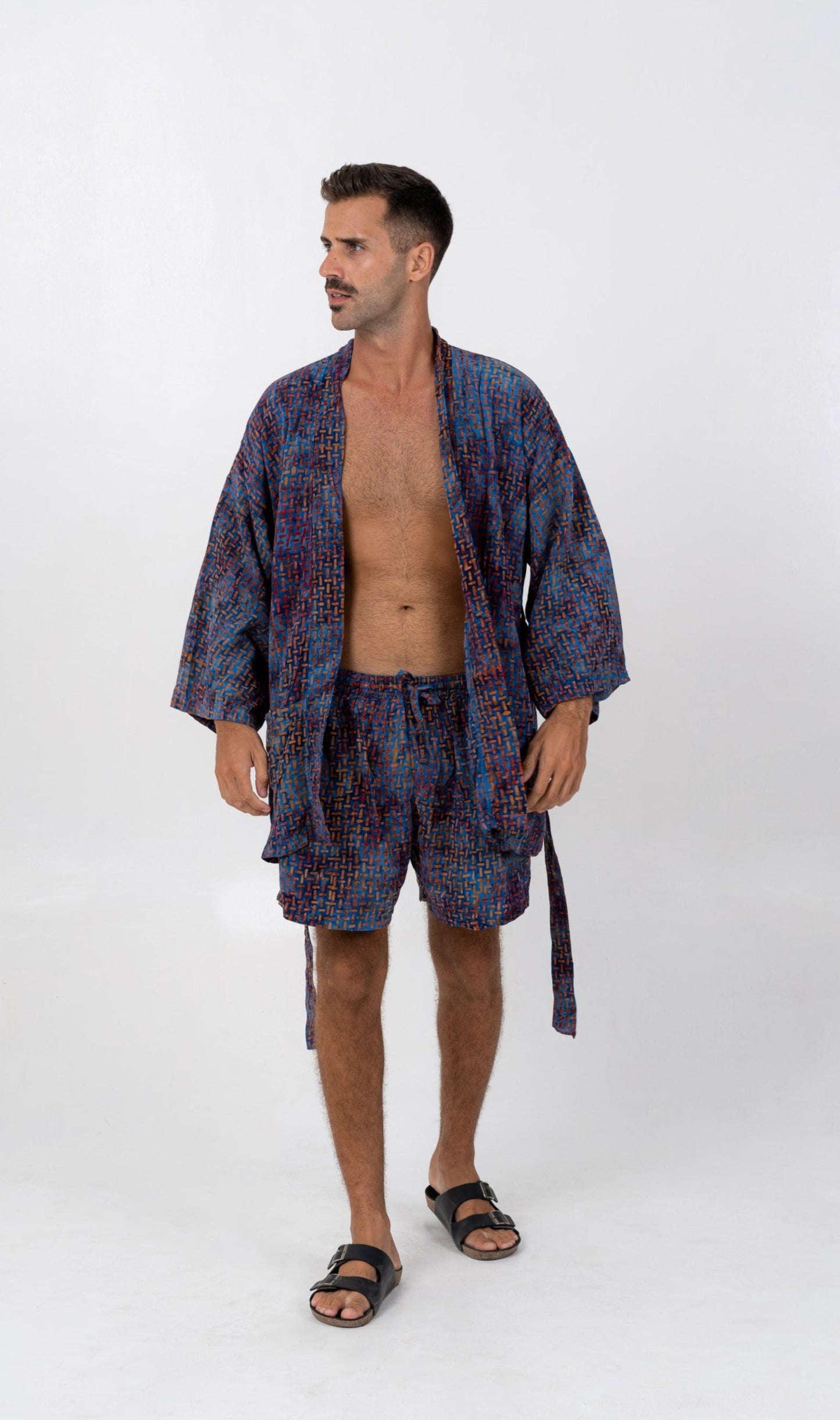 Kimono Set in Blue-Orange