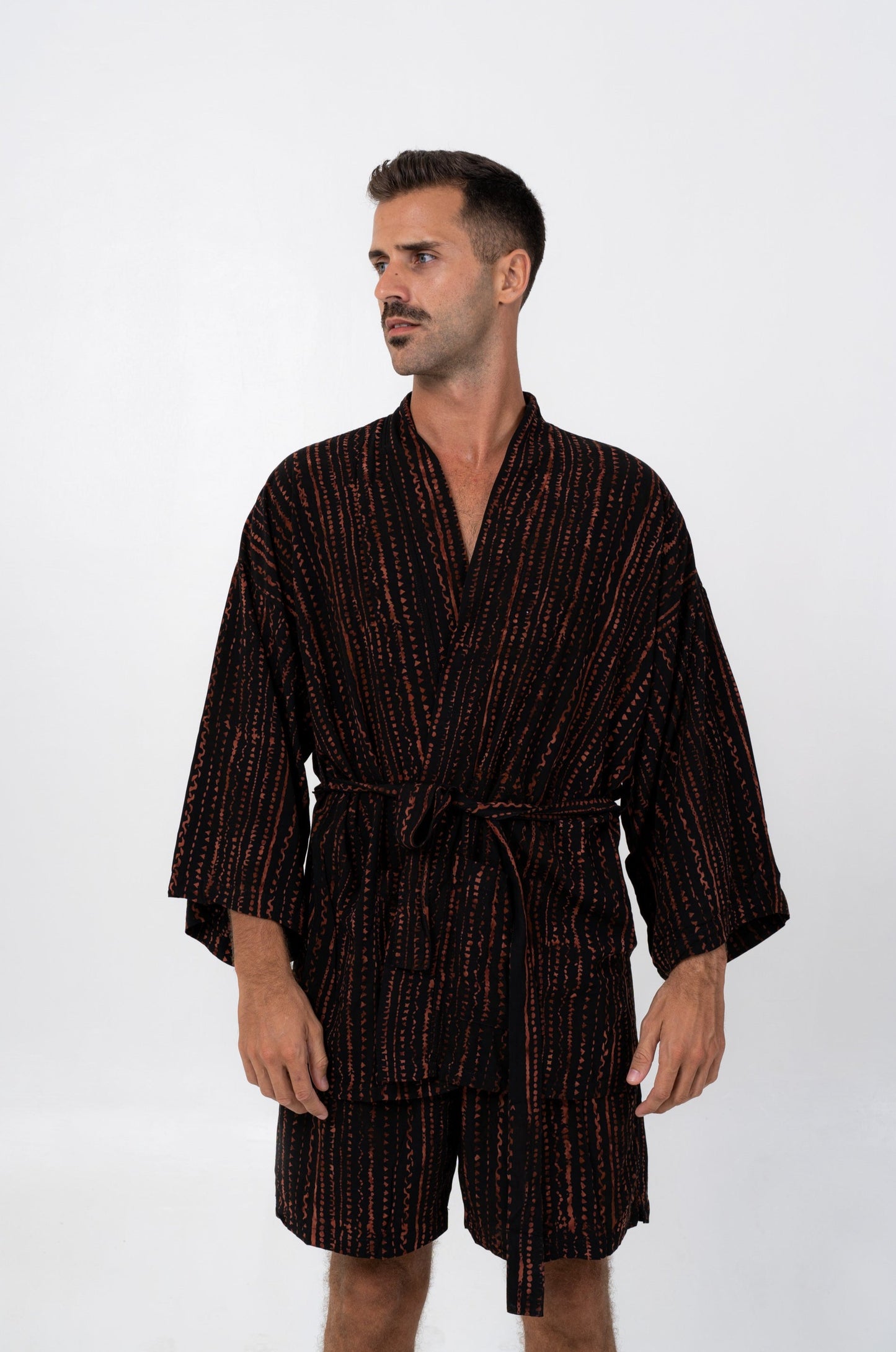 Kimono Set in Brown-Stripes